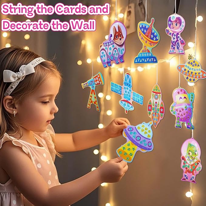 iGetooy 10 Sets DIY Mosaic Stickers for Kids, Space Art Craft Kit with 720+ Stickers, Travel Toys for Kids, Birthday Gifts for Girls and Boys 3-8 Year Olds