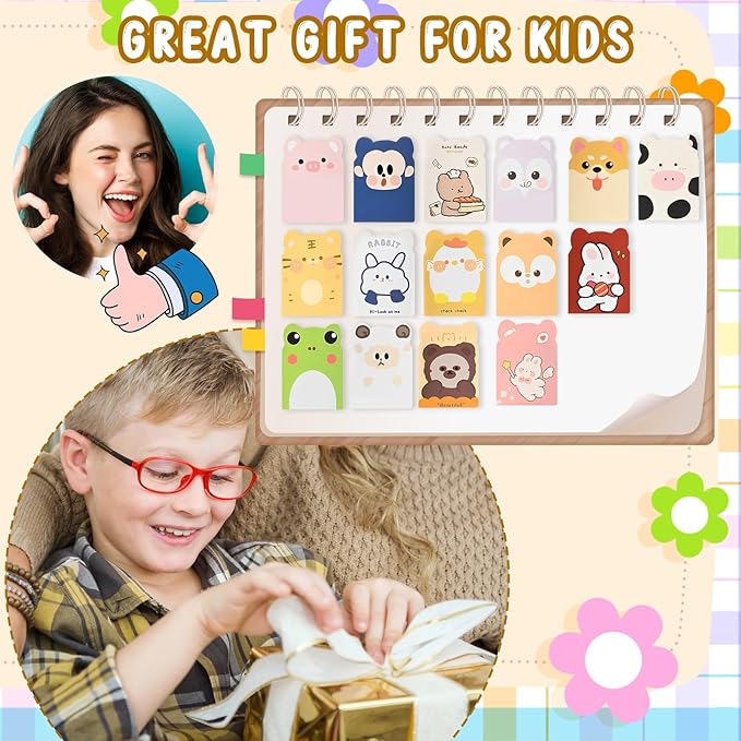 105 Packs Mini Notebooks for Kids Pocket Notebooks Small Notebooks Bulk Cartoon Animals for Christmas Day Office Party Favors Classroom Prizes Gift