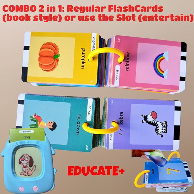 Educational Toys, Montessori Toys, Durable PVC Talking Flash Cards for Toddlers 1-3 with 274 Sight Words, Pocket Speech Therapy Toys, Autism Sensory Toys, Learning Toys, Gifts for Grandkids
