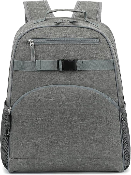 FlowFly Kids Backpack for Toddler Boys Girls, Simple Lightweight Bookbag for Daycare Kindergarten Elementary School Travel, Small Modern Bag (Large), Grey