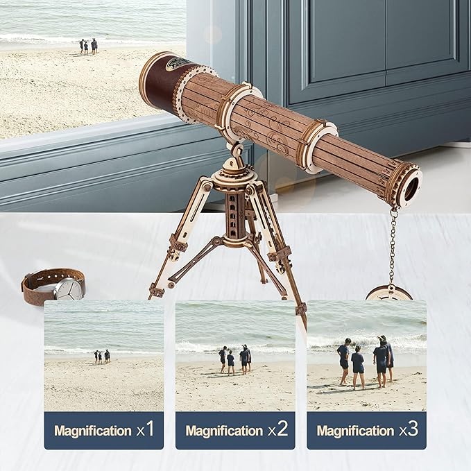 ROKR 3D Wooden Puzzles-Model Building Kits-DIY Kits for Adults-Wooden Monocular Telescope Science Gifts Kits for Adults