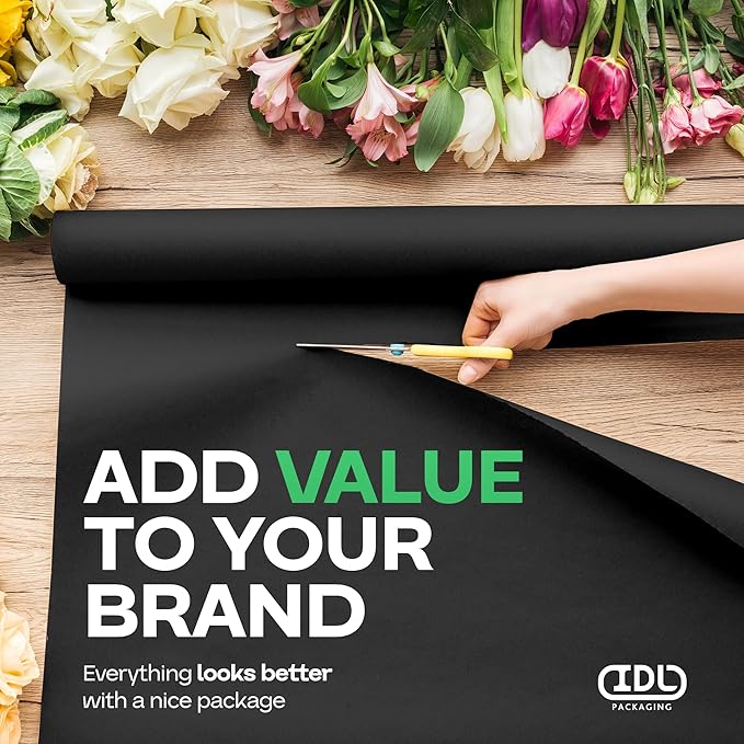 Black Kraft Paper Roll 18" x 2160" (180 feet) - USA-Made Craft Paper for School & Art - Quality High-Density Material for Gift Wrapping & Packing, Shipping & Moving by IDL Packaging