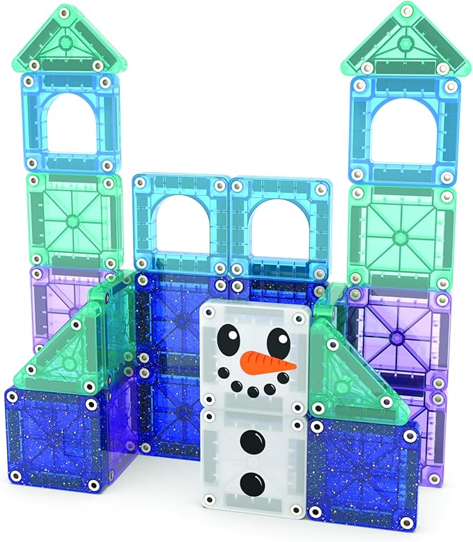 Magna-Tiles microMAGS Winter Wonder Travel Set 26-Piece Magnetic Construction Set, The Original Magnetic Building Brand