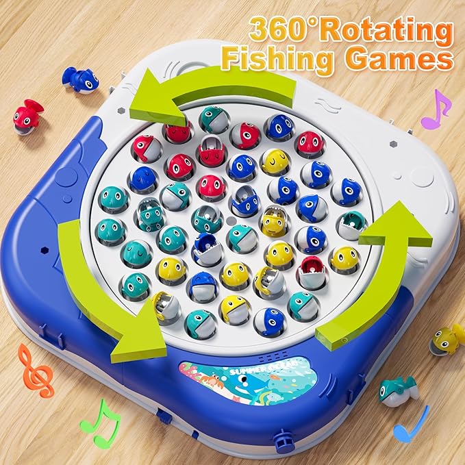 Magnetic Fishing Game for Kids Toddlers Ages 1-3 3-5 5-7, Fish Toy Board Game for Toddlers 1 2 3 4 5 6 7 8 Years Old, Fishing Table Toys Birthday Gifts
