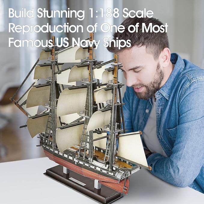 CubicFun 3D Ship Puzzles for USS Constitution Sailing Boat Models for Adults and Teens Toys, 193 Pieces