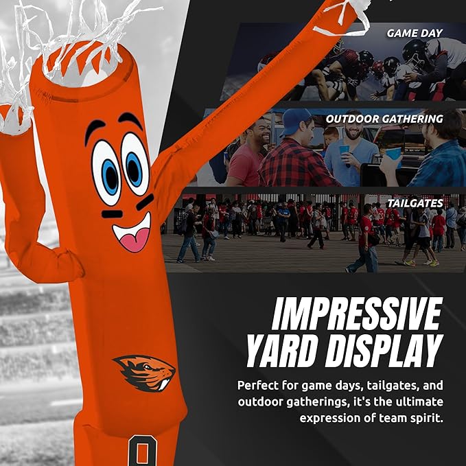 NCAA Oregon State Beavers Football Wacky Waving Inflatable Tube Guy with LED Lights & Built-in Blower - 6" x 36" x 96" Inflatable Tube Man Crazy Sports Fan Outdoor Party Decoration