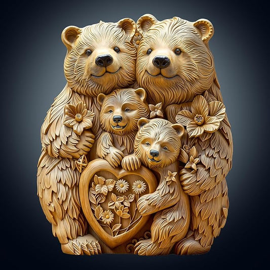 Wooden Puzzles for Adults,woodcarve Bear Family Shaped Unique Wooden Jigsaw Puzzles, Creative Ghristmas Gift for Teenagers and Adults.