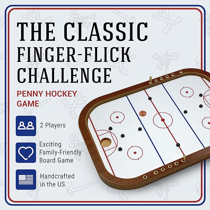 Penny Game, Competitive Table Hockey Play Set for 2 Players, Indoor & Outdoor Family Bonding Activities, Fun Entertainment for Family Gatherings, Social Events & More - Across the Board Game