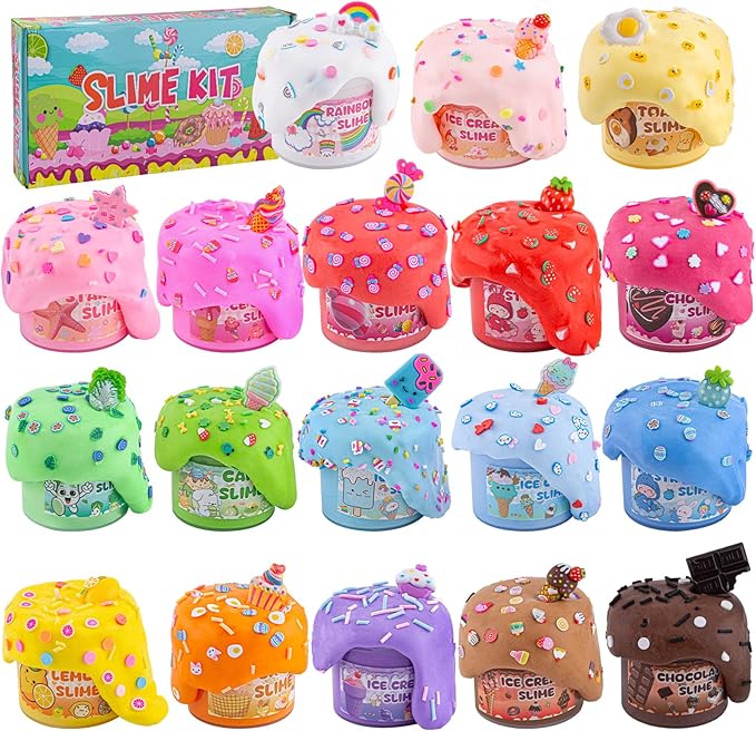 18 Pack Slimes, Slime Kids, Cloud Slime kit for Girls Ages 8-12, Toys for Girls and Boys, for Kids Slime Set Party kit Goodie Bag Stuffers, 4 5 6 7 8 9 10 Year Old Girl Birthday Gift Cute Stuff