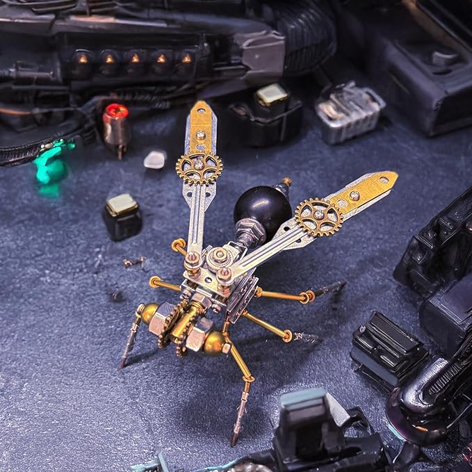 Metal Insect Bug Mechanical Steampunk Sculpture Insect Clockwork 3D Steampunk Metal Puzzle Kits for Adults (Mechanical Wasp)