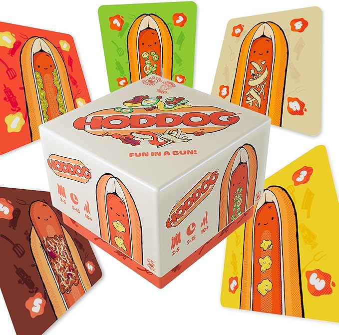 Joking Hazard Hoddog Card Game โ 82 Cards for Kids & Adults, Race to Build The Longest Hoddog with Fun & Strategy, Includes Ketchup Splat Cards & Rulebook