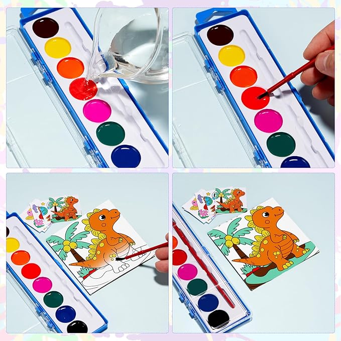 24 Set Watercolor Paint Sets for Kids End of the School Year Gifts for Students Graduation School Classroom Gift Exchanges Washable Water Color Painting with Canvases Party Favor