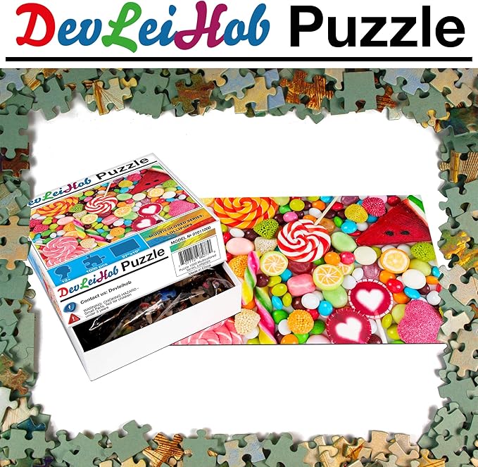 Jigsaw Puzzles 1000 Pieces for Adults and Kids Hard Puzzles Large Thousand Pieces Candy Puzzle Lollipops Board Size 27''x19''