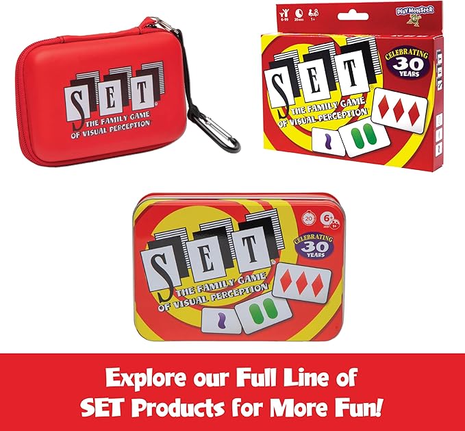 SET Card Games for Kids - Collectors Tin, Matching Game, Learning Games, Fun Family Games, Game Night, Travel Games, Memory Game, Learning Game, Multi-Player Card Game of Visual Perception, Ages 6+