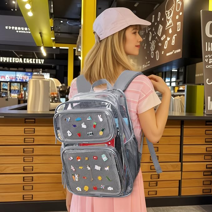 PACKISM Clear Backpack for School - 17 inch Large Heavy Duty Clear Bookbag, See Through PVC Backpacks (for age 12 above)