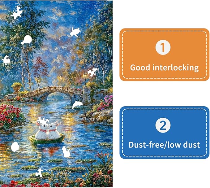 Jigsaw Puzzles for Adults 1000 Pieces, Painting Art Rabbit Moon Night Brain Challenging Unique Shaped Puzzle for Game Night, Family, Friends, Gift Puzzle