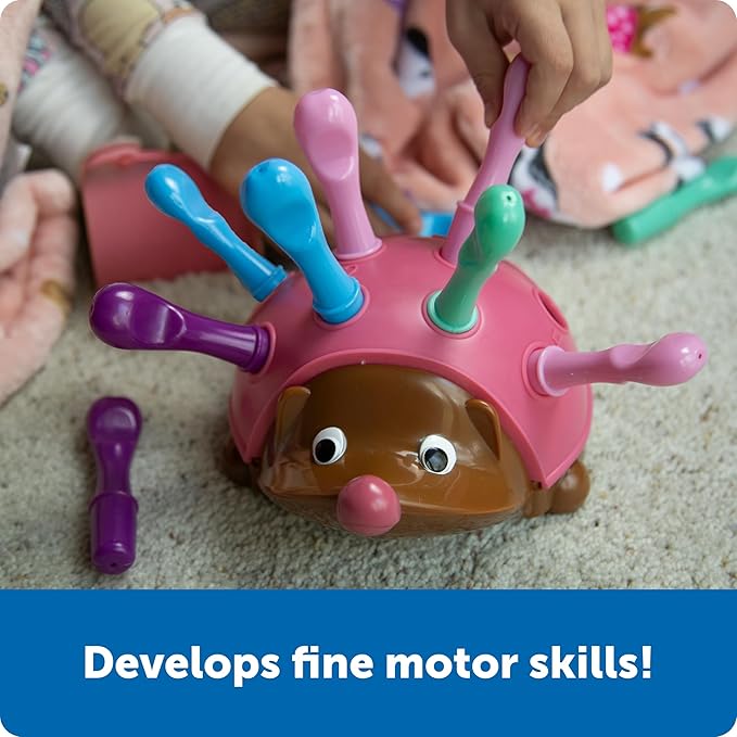 Learning Resources Spike The Fine Motor Hedgehog Pink - 14 Pieces, Ages 18+ months Fine Motor and Sensory Toy, Educational Toys for Toddlers, Montessori Toys