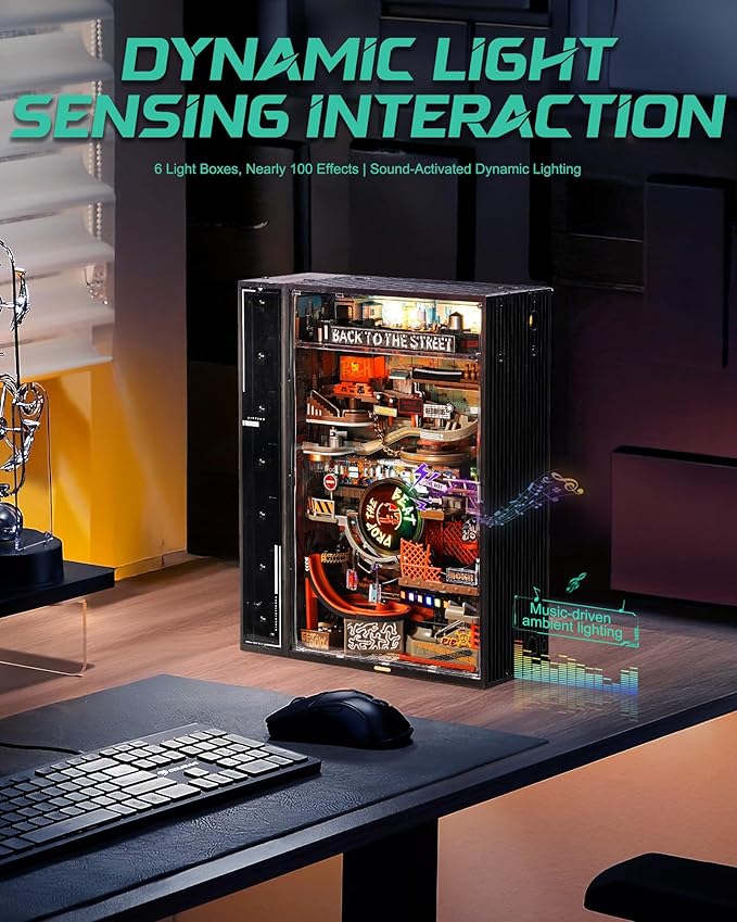 ROKR Marble Run Mechanical 3D Puzzles for Adults& Teens, DIY Miniature Model Building Kit, Parallel World Hip-Hop Street MR03S