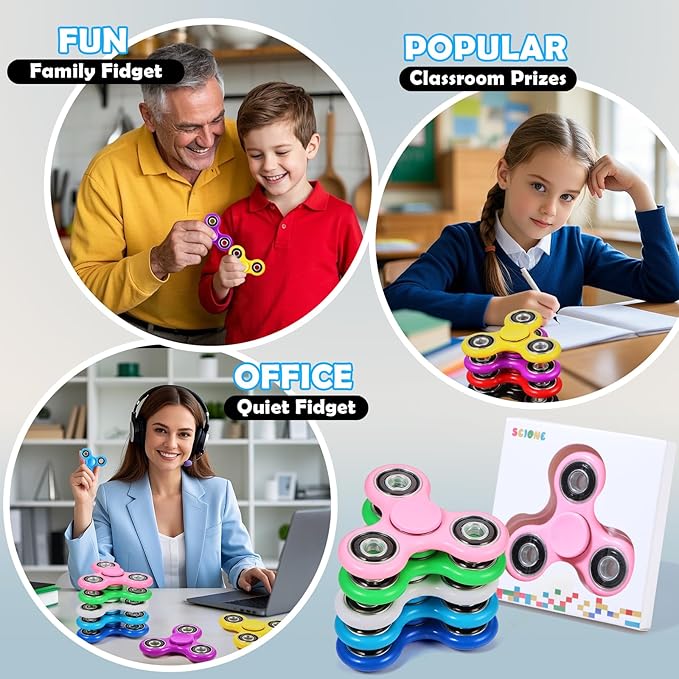 SCIONE Fidget Spinners, 25 Pack Birthday Party Gifts for Adults Kids, Treasure Box Toys for Classroom Prizes, Party Favors for Kids, Stress Anxiety ADHD Relief Fidgets Toy, Finger Hand Spinner