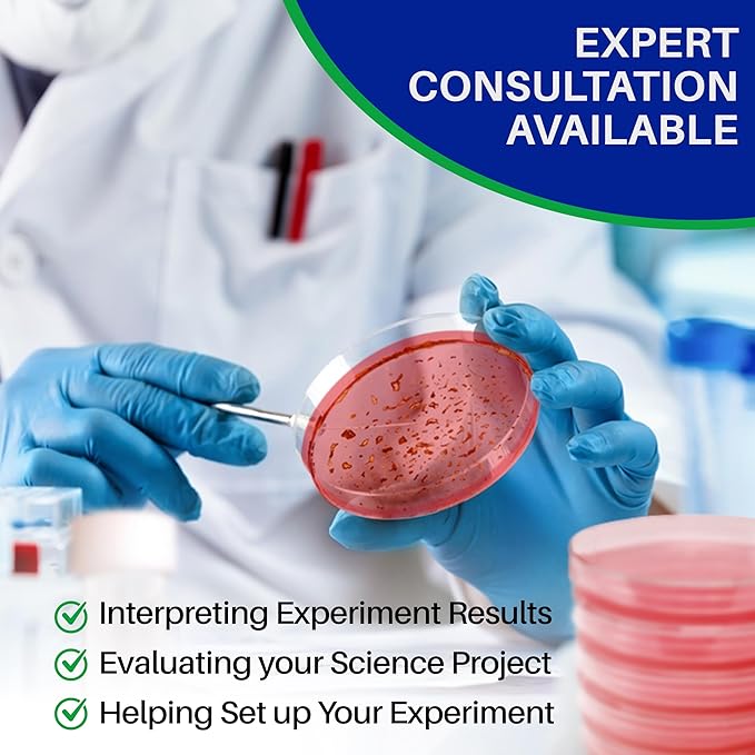 Evviva Sciences Nutrient Agar Petri Dishes Science Project Kit, Pre-Poured Agar Plates for Science Experiments, with Experiment eBook (RED)