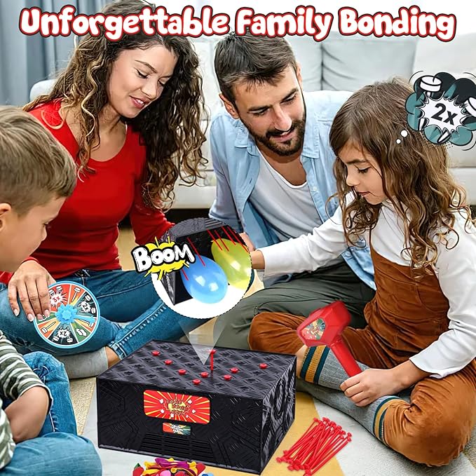 LovesTown Balloon Pop Game, Blast Box Board Games for Family Night Juegos De Mesa Birthday Gifts Party Supplies for Adults and Kids