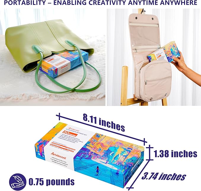 Watercolor Paint Set, 50 Colors, Paint Brushes and Palette included, Including Metallic and Fluorescent Colors, Art Supplies, for Artists, Amateur Hobbyists and Painting Lovers