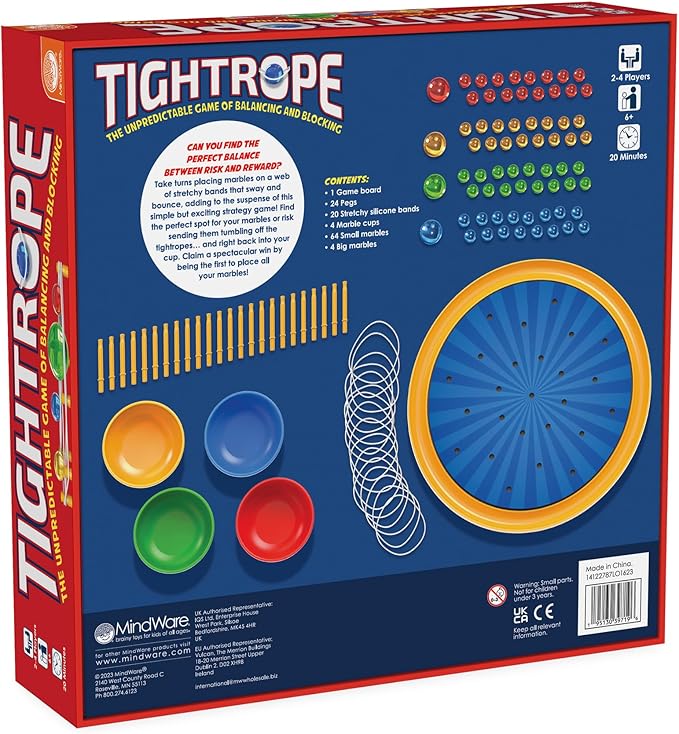 MindWare Tightrope Strategy Board Game, Fun for Classrooms, 2-4 Players, 20 Min Play Time, Ages 6 & Up