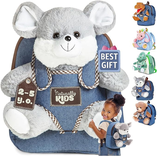 Mouse Backpack, Mouse Toys for Kids 3-5, Toddler Stuffed Animal Gifts for 2 3 4 5 Year Old Girl Boy