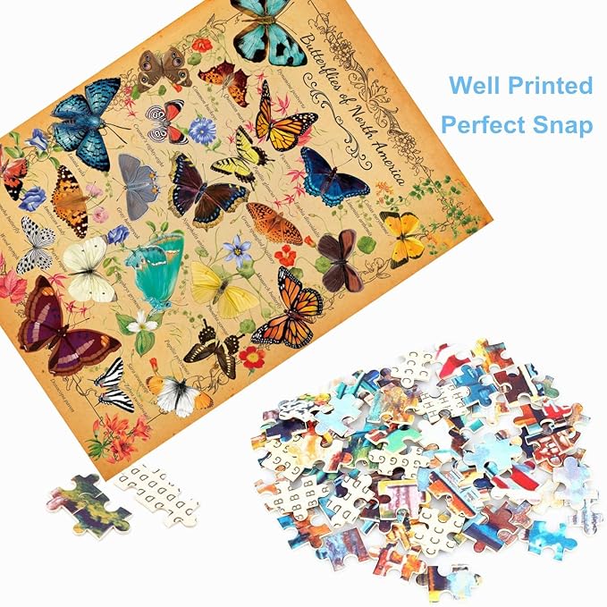 500 Piece Puzzles for Adults Butterflies of North America 20.5 x 15 Inch 500 Piece Jigsaw Puzzles for Kids Adults Puzzles 500 Pieces for Adults Holiday Educational Challenge Toy