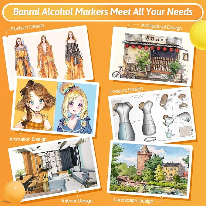 Banral Alcohol Markers Set, 120 Colors Dual Tip Alcohol Based Art Markers Pens for Artists, Permanent Drawing Markers for Adult Coloring Sketching Illustration with Case and Holders