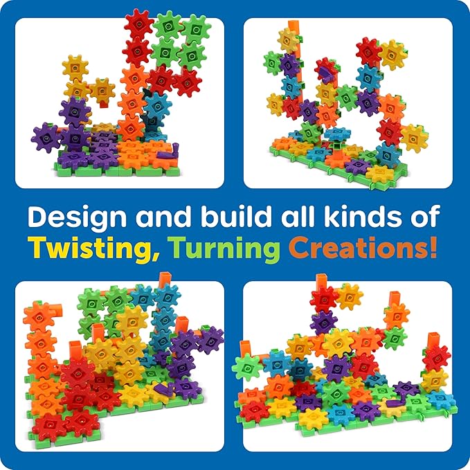 Learning Resources Gears! Gears! Gears! 100-Piece Deluxe Building Set - Ages 3+, Preschool Building Sets, Gears Toys for Kids, STEM Toys for Toddlers, Construction Toy Set