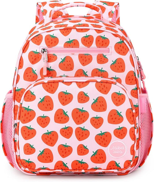 mibasies Girls Backpack 5-8: Lightweight Kids Backpacks for Girls - Girl Bookbag for Elementary School - Strawberry Pink