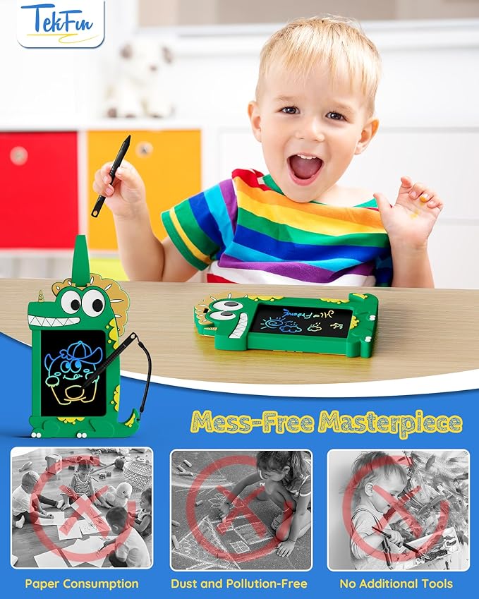 TEKFUN NanoDoodle Gift for Kids, Dinosaur Boys Toys 4.5in LCD Drawing Board, Activity Portable Gift Personality Tag Kid Toys for Birthday Christmas Gift Toddlers 3-10 Years