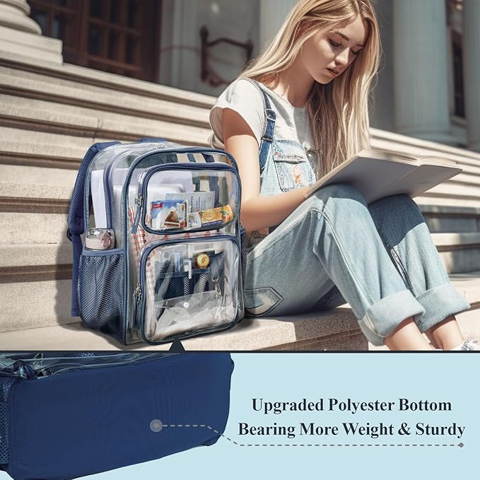 PACKISM Clear Backpack for School - 17 inch Large Heavy Duty Clear Bookbag, See Through PVC Backpacks (for age 12 above)