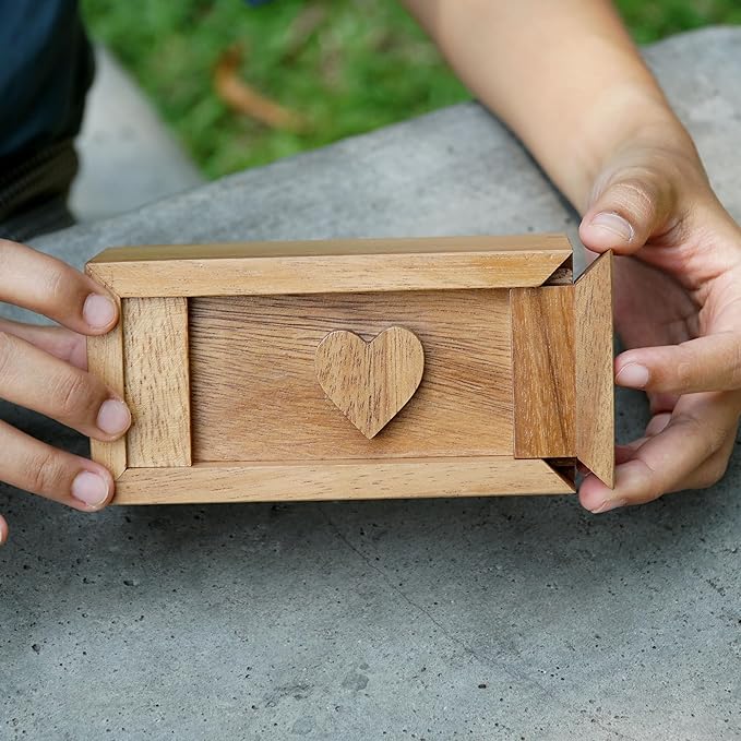 BSIRI Secret Heart Box- Secret Box Brain Teaser Wooden Puzzle Boxes with Hidden Compartments. Ideal Mystery Box, Money Box, Jewelry Box, 3D Puzzle Lock Box, Gift Card, and Money Puzzle Box