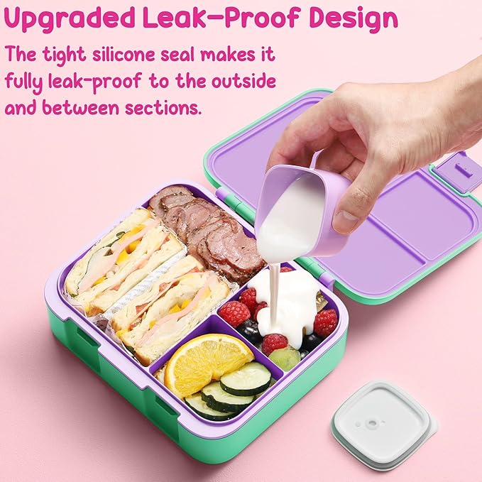 Fimibuke Bento Lunch Box for Kids with Thermos, 3-Compartment 32OZ Snack Lunch Container, Lunch Bag, 12OZ Insulated Food Jar & Ice Pack Set for Age 3-12 School Daycare Toddler Teen Girls Boys, Trucks