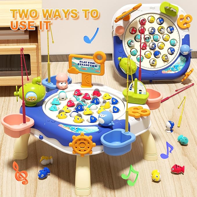 Magnetic Fishing Game for Kids Toddlers Ages 1-3 3-5 5-7, Fish Toy Board Game for Toddlers 1 2 3 4 5 6 7 8 Years Old, Fishing Table Toys Birthday Gifts