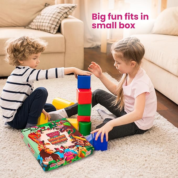 2-in-1 Family Board Game for Kids 5+ | Folding 19x19 Inch Board with 16 Pawns & Dice | Dragons & Bridges + Mouse Cafe | Educational & Fun Travel Game for Kids & Families