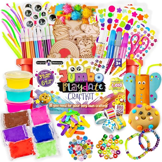 Original Stationery Kids Jumbo Slime & Craft Kits - Large Multicolor, 1000+ Pieces - Slime Kit w/Activator & Arts & Crafts Supplies