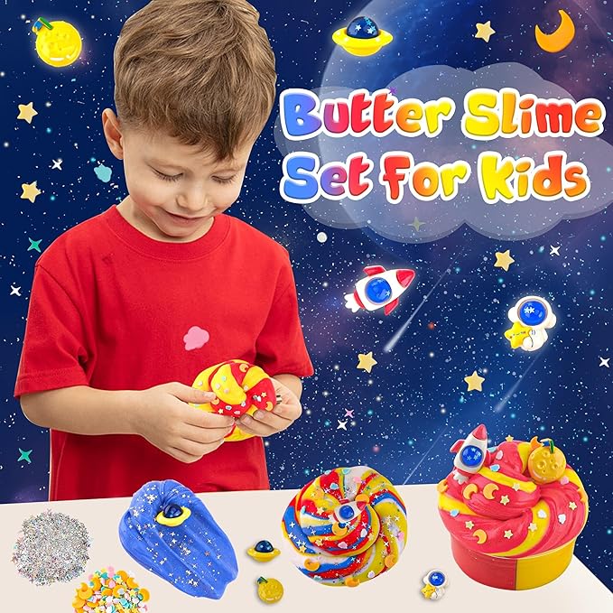 2 Pack Slimes, Galaxy Slime, Cloud Slime kit for Boys Ages 8-12, Toys for Girls and Boys, for Kids Slime Set Party kit Goodie Bag Stuffers, 4 5 6 7 8 9 10 Year Old Girl Boy Birthday Gift Cute Stuff