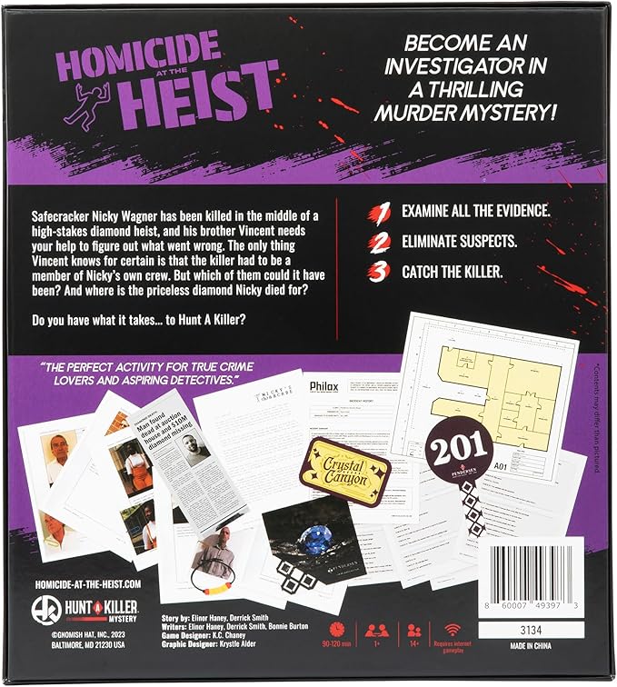 Hunt A Killer: Homicide at The Heist – Solve The Murder of a Jewel Thief in an Immersive True Crime Experience, A Murder Mystery Party Game for Adults Perfect for Halloween Game Night, for Ages 14+