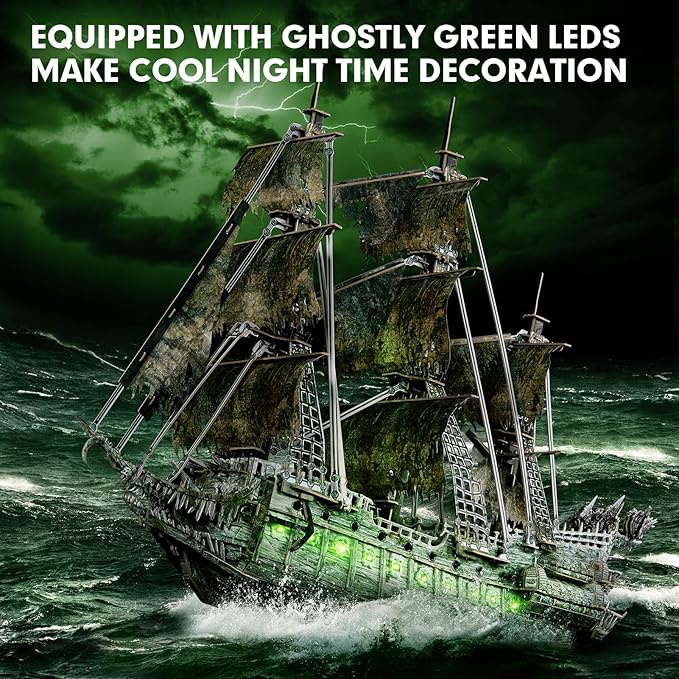 CubicFun 3D Puzzles for Adults - LED Flying Dutchman 3D Puzzle, 360-pieces - Desk Decor for Home Office - Christmas Aduls Teacher Gifts Stocking Stuffers