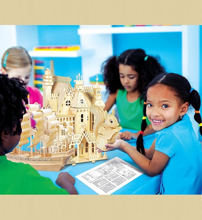 Puzzled 3D Puzzle Ancient Sailboat Wood Craft Construction Model Kit, Unique & Educational DIY Wooden Toy Assemble Model Unfinished Crafting Hobby Boat Puzzle 91 Pieces