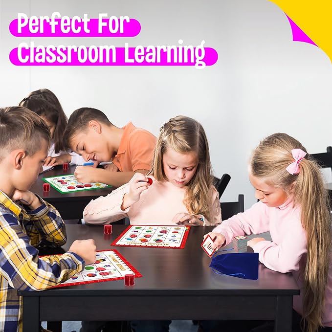 Family Bingo Game, Alphabet Animal Sight Word and Number Bingo Board Game, Counting and Matching Skills Classic Educational Game for Kindergarten and Preschool Kids, Perfect for Home and Classroom