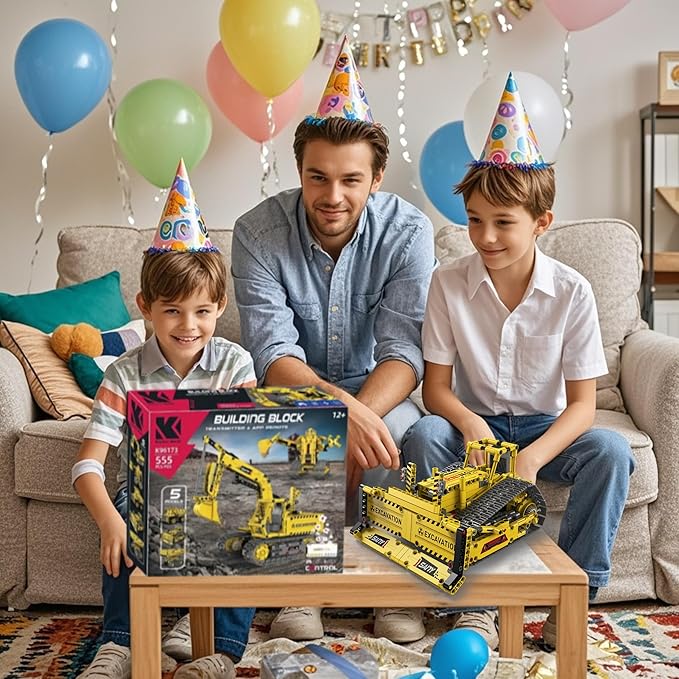 STEM Robot Construction Toys for Kids - Remote-Controlled Excavator Engineering Kit with 555 Pieces, Motor Module, Educational Boy Toys Age 8-10, Science Kits for Kids Age 8-12