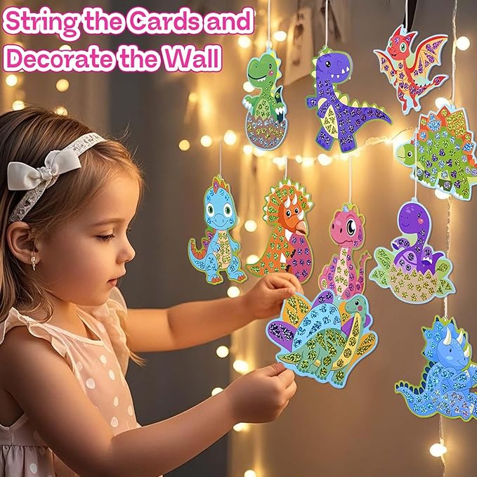 iGetooy 10 Sets DIY Mosaic Stickers for Kids, Dinosaur Art Craft Kit with 720+ Stickers, Travel Toys for Kids, Birthday Gifts for Girls and Boys 3-8 Year Olds