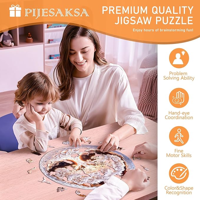 Wooden Puzzles for Adults - Tree of Life Puzzle, Unique Shape Wooden Jigsaw Puzzles for Adults, White Paper Cut Puzzle, Gifts for Friends and Family, Home Decor (L-13.4 * 13.4in -300 Pieces)