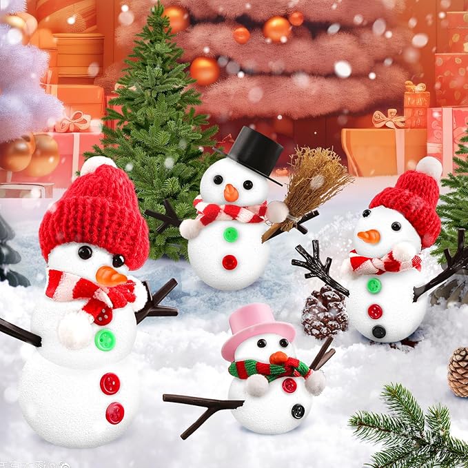 Shemira 12 Pack DIY Snowman Kit, Christmas Crafts for Kids, Modeling Air Dry Clay Craft Kits for Kids, DIY Christmas Ornaments Kits,Party Favors Stocking Stuffers