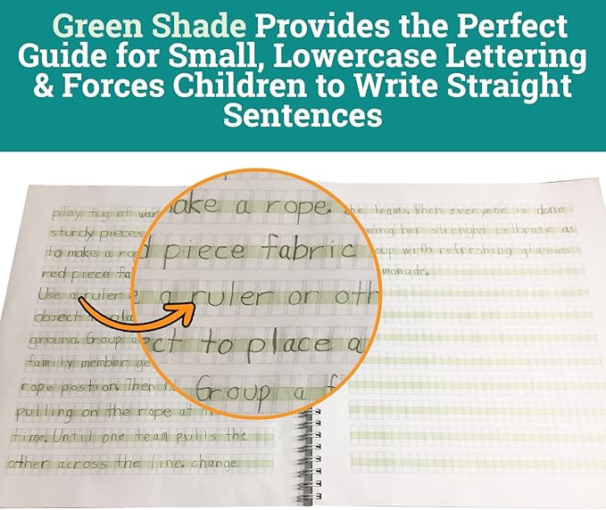 Channie’s Handwriting Improvement Spiral Notebook, Stylish Visual Writing & Printing Aid for Elementary School Students and Special Needs Kids & Teens, 120 Pages, Thick Paper, Size 10.5" x 9.5"