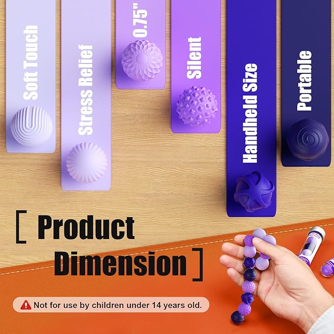 Silicone Magnetic Balls, Fidget Toys, 12-Pack Stress Relief Toys for Adults, Teens, Sensory Toy for Fingers Hands, Quiet Office Desk Toys with Textures, Magnet Fidget Fun Gift (2 Pack(Green+Purple))